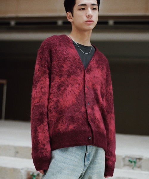 WYM LIDNM(ウィム バイ リドム)の「MOHAIR BLEND JACQUARD SHAGGY CARDIGAN(カーディガン/ボレロ・メンズ・ブラウン系/レッド系/ダークブルー/チャコール・M/S/L)」の4枚目の写真