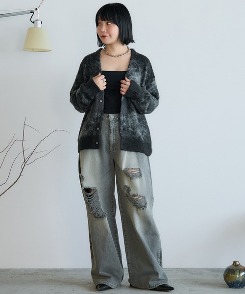 MOHAIR BLEND JACQUARD SHAGGY CARDIGAN（カーディガン/ボレロ）｜WYM