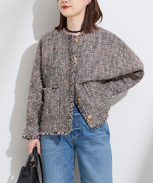 出品10/26まで★ジャーナルスタンダードレサージュ ツイードドルマンジャケット セール】《SP》TWEEDドルマンジャケット（ノーカラージャケット