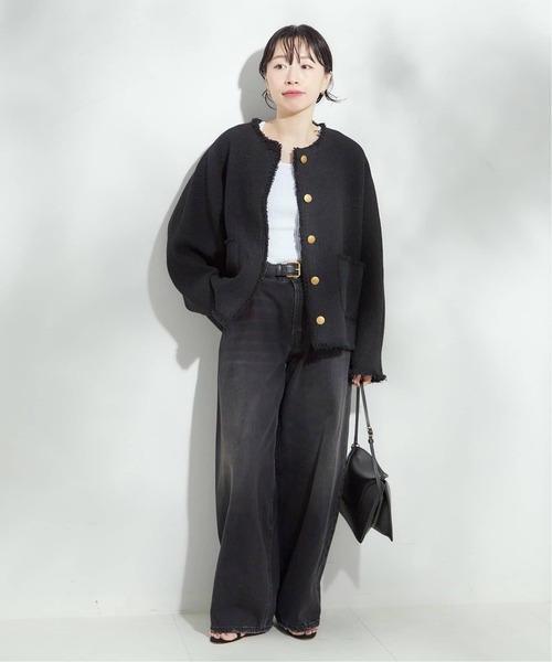 journal standard L'essage(ジャーナルスタンダードレサージュ)の「《追加3》GIOLICATWEED ドルマンジャケット(ノーカラージャケット・レディース・ブラック系その他/ブラック・FREE)」の21枚目の写真