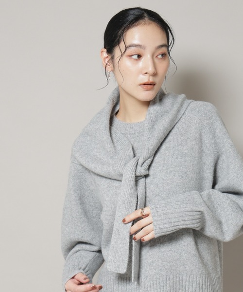 NANO universe（ナノユニバース）の「AQUAウールカシミヤトライアングルストール（ストール/ショール・レディース・グレー/オフホワイト/ブラウン/ピンク・FREE）」の3枚目の写真