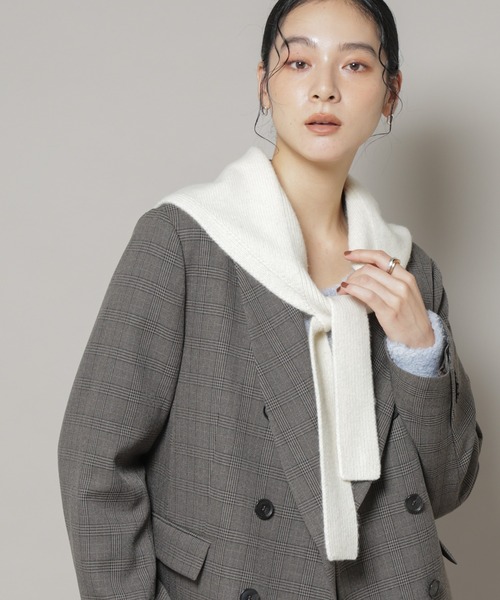 NANO universe（ナノユニバース）の「AQUAウールカシミヤトライアングルストール（ストール/ショール・レディース・グレー/オフホワイト/ブラウン/ピンク・FREE）」の2枚目の写真