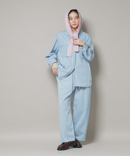 NANO universe（ナノユニバース）の「AQUAウールカシミヤトライアングルストール（ストール/ショール・レディース・グレー/オフホワイト/ブラウン/ピンク・FREE）」の12枚目の写真