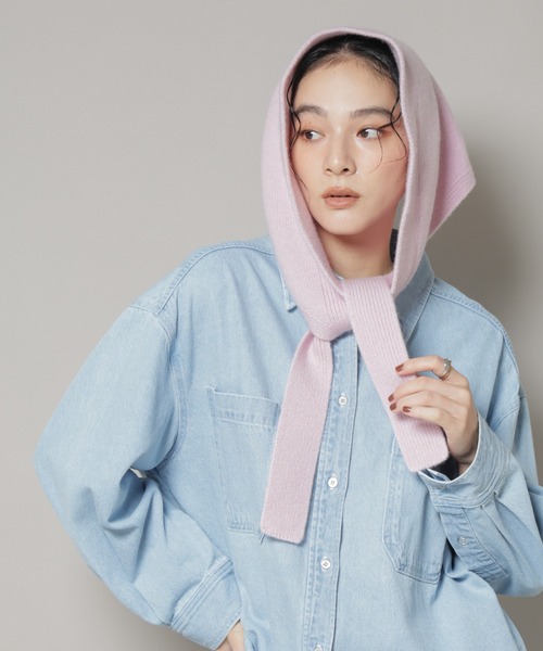 NANO universe（ナノユニバース）の「AQUAウールカシミヤトライアングルストール（ストール/ショール・レディース・グレー/オフホワイト/ブラウン/ピンク・FREE）」の14枚目の写真