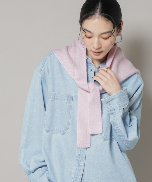 NANO universe（ナノユニバース）の「AQUAウールカシミヤトライアングルストール（ストール/ショール・レディース・グレー/オフホワイト/ブラウン/ピンク・FREE）」の13枚目の写真