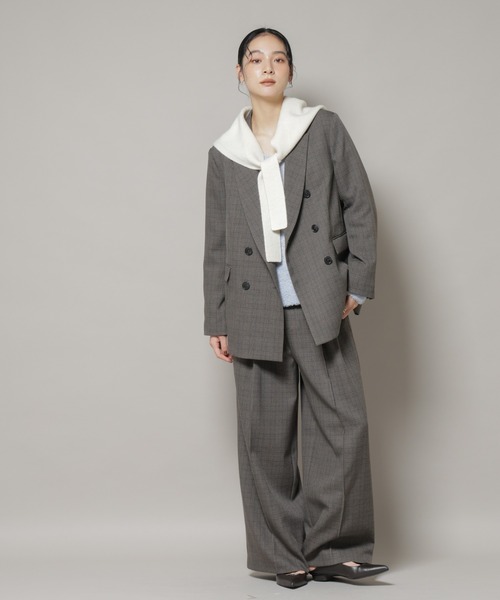 NANO universe（ナノユニバース）の「AQUAウールカシミヤトライアングルストール（ストール/ショール・レディース・グレー/オフホワイト/ブラウン/ピンク・FREE）」の9枚目の写真