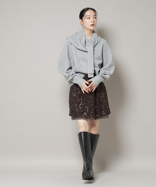 NANO universe（ナノユニバース）の「AQUAウールカシミヤトライアングルストール（ストール/ショール・レディース・グレー/オフホワイト/ブラウン/ピンク・FREE）」の10枚目の写真