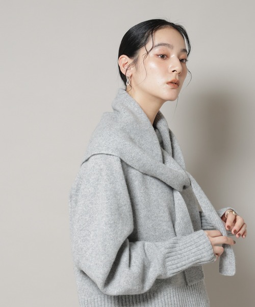 NANO universe（ナノユニバース）の「AQUAウールカシミヤトライアングルストール（ストール/ショール・レディース・グレー/オフホワイト/ブラウン/ピンク・FREE）」の11枚目の写真