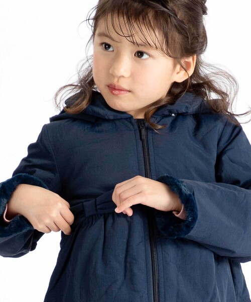 セール】【撥水加工】ヴィンテージタフタ裏ファー裾フリルフード