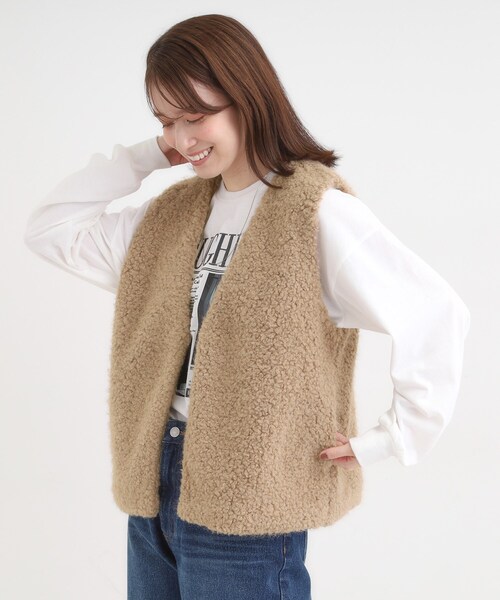 DRESKIP(ドレスキップ)の「ふわふわファーベスト(ベスト・レディース・ベージュ/ブラウン系/チャコールグレー・00)」の13枚目の写真