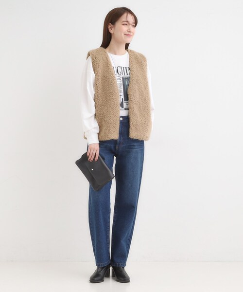 DRESKIP(ドレスキップ)の「ふわふわファーベスト(ベスト・レディース・ベージュ/ブラウン系/チャコールグレー・00)」の14枚目の写真