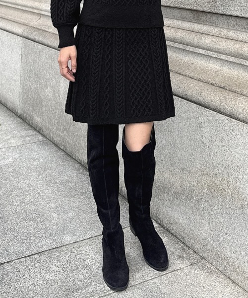 JENNE(ジェンヌ)の「着痩せケーブルスカート(スカート・レディース・レッド/ブラック/アイボリー・SMALL/MEDIUM/LARGE)」の5枚目の写真