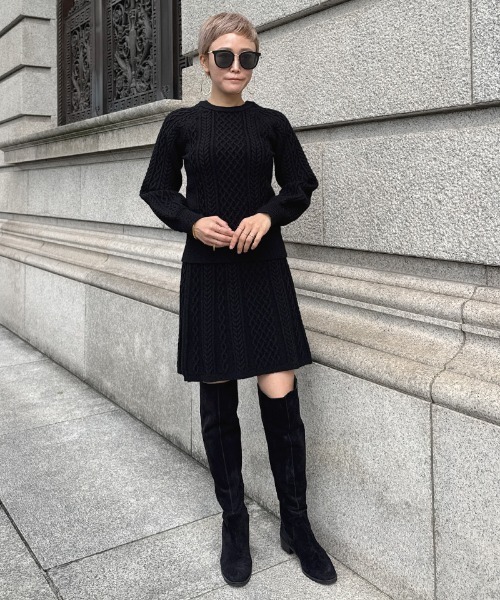 JENNE(ジェンヌ)の「着痩せケーブルスカート(スカート・レディース・レッド/ブラック/アイボリー・SMALL/MEDIUM/LARGE)」の7枚目の写真
