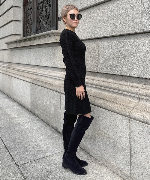 JENNE(ジェンヌ)の「着痩せケーブルスカート(スカート・レディース・レッド/ブラック/アイボリー・SMALL/MEDIUM/LARGE)」の8枚目の写真