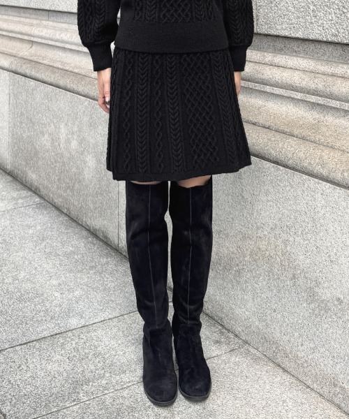 JENNE(ジェンヌ)の「着痩せケーブルスカート(スカート・レディース・レッド/ブラック/アイボリー・SMALL/MEDIUM/LARGE)」の9枚目の写真