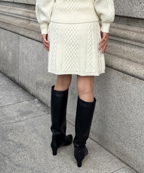 JENNE(ジェンヌ)の「着痩せケーブルスカート(スカート・レディース・レッド/ブラック/アイボリー・SMALL/MEDIUM/LARGE)」の16枚目の写真