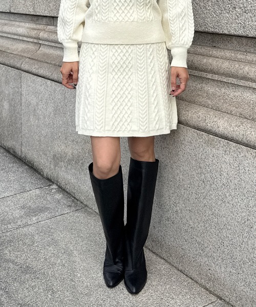 JENNE(ジェンヌ)の「着痩せケーブルスカート(スカート・レディース・レッド/ブラック/アイボリー・SMALL/MEDIUM/LARGE)」の22枚目の写真