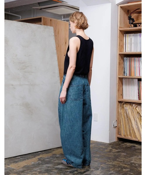 VOAAOV（ヴォアーブ）の「【VOAAOV】 RANDOM CRUNCH DENIM Wide Tapered Pants - used（デニムパンツ・メンズ・グリーン・2/1/0）」の3枚目の写真