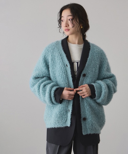 モヘヤウールニットカーディガンブルゾン（カーディガン/ボレロ