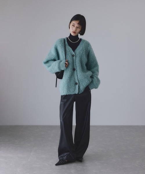 ADAM ET ROPE'（アダムエロペ）の「モヘヤウールニットカーディガンブルゾン（カーディガン/ボレロ・レディース・ブラウン/サックスブルー/オフホワイト・FREE）」の5枚目の写真
