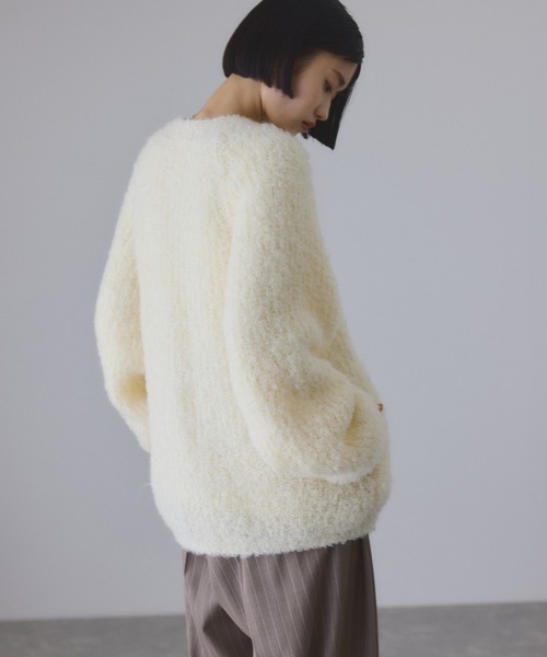 ADAM ET ROPE'（アダムエロペ）の「モヘヤウールニットカーディガンブルゾン（カーディガン/ボレロ・レディース・ブラウン/サックスブルー/オフホワイト・FREE）」の10枚目の写真