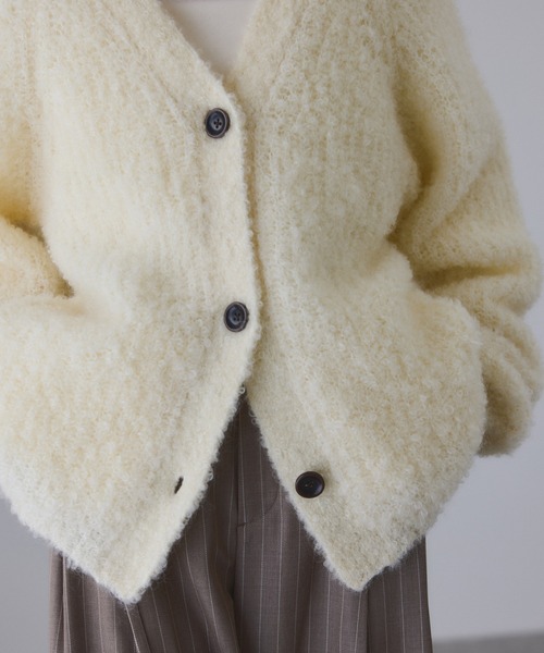 ADAM ET ROPE'（アダムエロペ）の「モヘヤウールニットカーディガンブルゾン（カーディガン/ボレロ・レディース・ブラウン/サックスブルー/オフホワイト・FREE）」の11枚目の写真