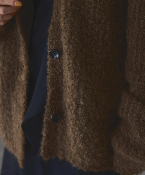ADAM ET ROPE'（アダムエロペ）の「モヘヤウールニットカーディガンブルゾン（カーディガン/ボレロ・レディース・ブラウン/サックスブルー/オフホワイト・FREE）」の14枚目の写真