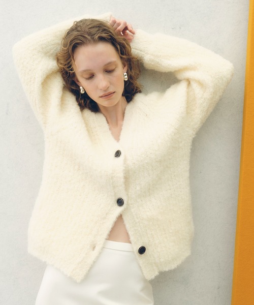 モヘヤウールニットカーディガンブルゾン（カーディガン/ボレロ