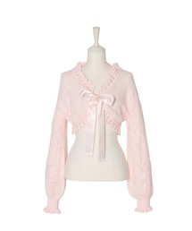 Fiorforte（フィオルフォルテ）の「ribbon frill knit bolero（カーディガン/ボレロ）」