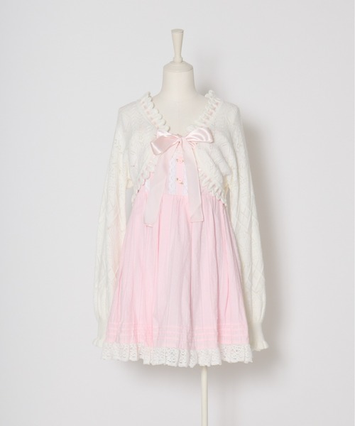 Fiorforte(フィオルフォルテ)の「ribbon frill knit bolero(カーディガン/ボレロ・レディース・ピンク/ホワイト・MEDIUM)」の21枚目の写真