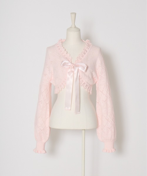Fiorforte(フィオルフォルテ)の「ribbon frill knit bolero(カーディガン/ボレロ・レディース・ピンク/ホワイト・MEDIUM)」の19枚目の写真