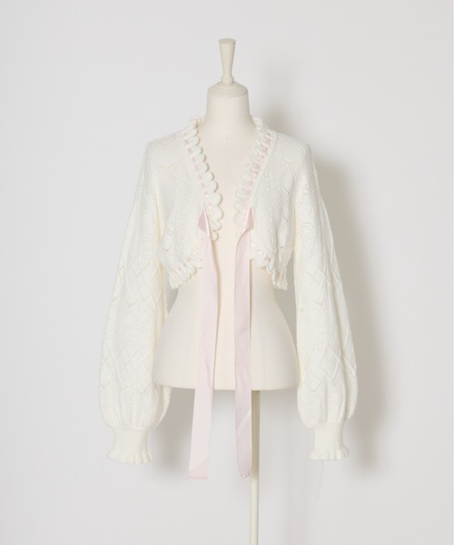 Fiorforte(フィオルフォルテ)の「ribbon frill knit bolero(カーディガン/ボレロ・レディース・ピンク/ホワイト・MEDIUM)」の18枚目の写真
