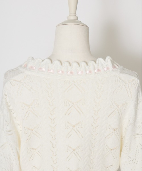 Fiorforte(フィオルフォルテ)の「ribbon frill knit bolero(カーディガン/ボレロ・レディース・ピンク/ホワイト・MEDIUM)」の15枚目の写真