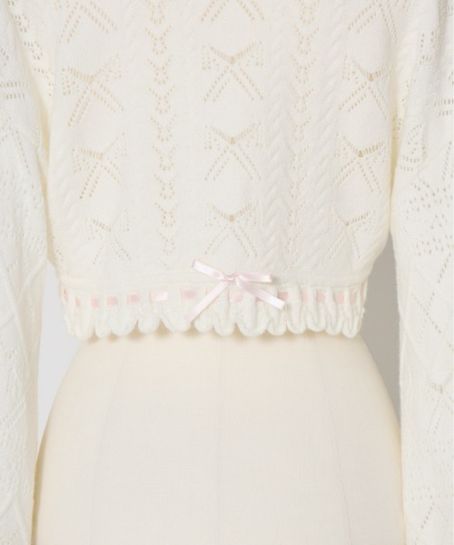 Fiorforte(フィオルフォルテ)の「ribbon frill knit bolero(カーディガン/ボレロ・レディース・ピンク/ホワイト・MEDIUM)」の16枚目の写真