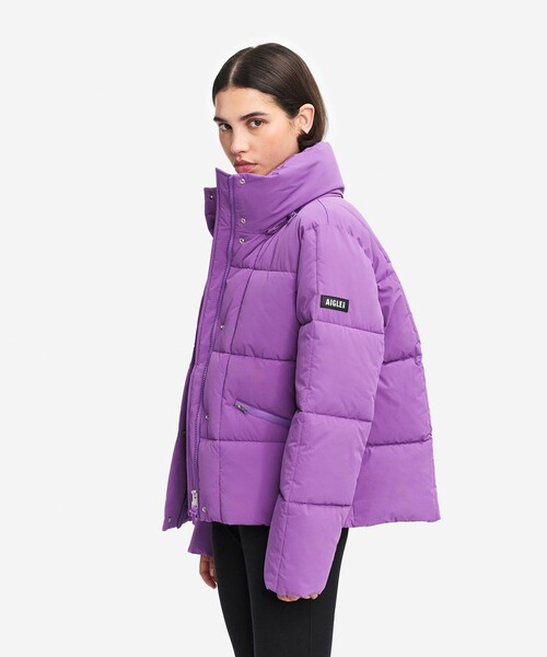 撥水 ショート キルティングパファージャケット / フード収納可