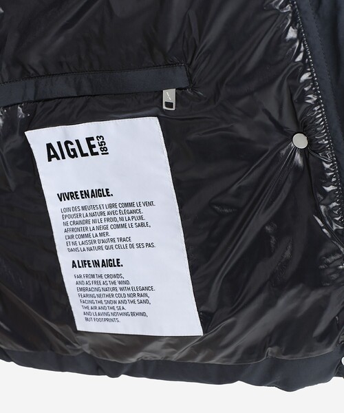 AIGLE(エーグル)の「撥水 ショート キルティングパファージャケット / フード収納可(ダウンジャケット/コート・レディース・バイオレット/ブラック・M/XS/S)」の20枚目の写真