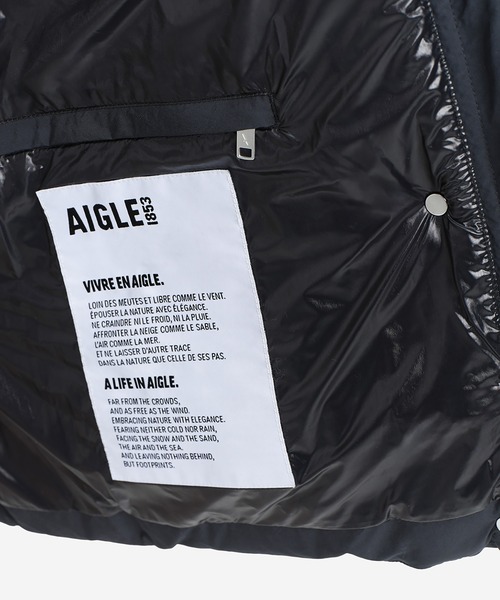 AIGLE(エーグル)の「撥水 ショート キルティングパファージャケット / フード収納可(ダウンジャケット/コート・レディース・バイオレット/ブラック・M/XS/S)」の15枚目の写真