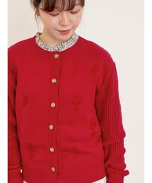 QUEENE BELLE レッドカーディガン P刺繍 QUEENE BELLE レッドカーディガン P刺繍 QUEENE BELLE レッド