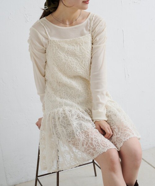 Kastane（カスタネ）の「フェザーライクレースチュニック（チュニック・レディース・アイボリー/ブラック・FREE）」の2枚目の写真