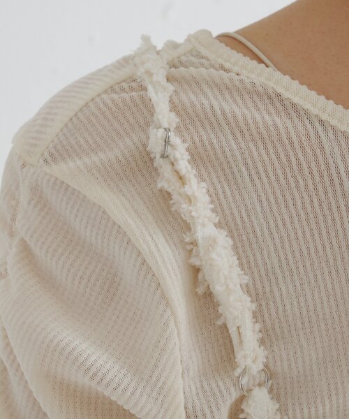 Kastane（カスタネ）の「フェザーライクレースチュニック（チュニック・レディース・アイボリー/ブラック・FREE）」の10枚目の写真