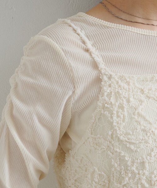 Kastane（カスタネ）の「フェザーライクレースチュニック（チュニック・レディース・アイボリー/ブラック・FREE）」の11枚目の写真