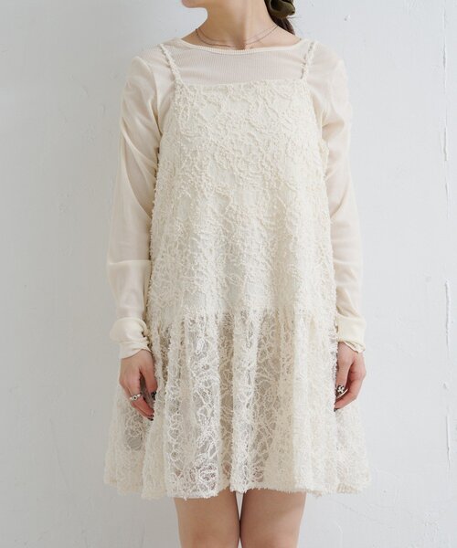 Kastane（カスタネ）の「フェザーライクレースチュニック（チュニック・レディース・アイボリー/ブラック・FREE）」の15枚目の写真