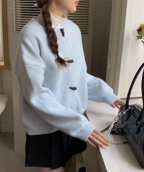 Miniministore(ミニミニストア)の「韓国風トグルボタンニットカーディガン秋冬(カーディガン/ボレロ・レディース・アイボリー/グレー/ピンク/ライトブルー/ライトイエロー・FREE)」の12枚目の写真