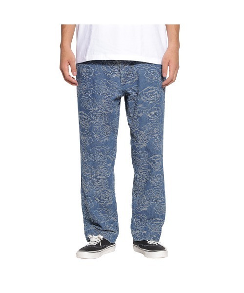 ROSE PATTERN JACQUARD DENIM SLACKS