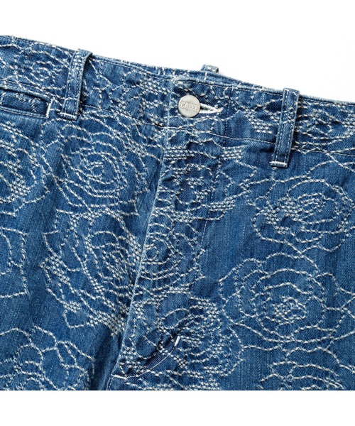 CALEE（キャリー）の「ROSE PATTERN JACQUARD DENIM SLACKS（デニムパンツ・メンズ・インディゴブルー・MEDIUM/LARGE/X-LARGE）」の4枚目の写真