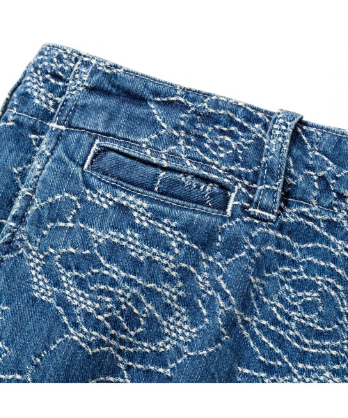 CALEE（キャリー）の「ROSE PATTERN JACQUARD DENIM SLACKS（デニムパンツ・メンズ・インディゴブルー・MEDIUM/LARGE/X-LARGE）」の6枚目の写真