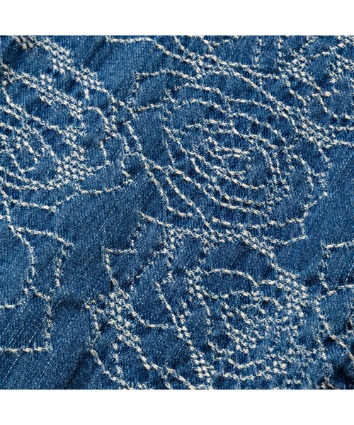 CALEE（キャリー）の「ROSE PATTERN JACQUARD DENIM SLACKS（デニムパンツ・メンズ・インディゴブルー・MEDIUM/LARGE/X-LARGE）」の9枚目の写真
