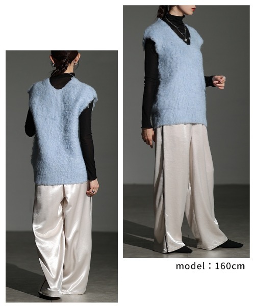 Sawa a la mode(サワアラモード)の「フェザーニットベスト(ベスト・レディース・イエロー/サックスブルー・FREE)」の12枚目の写真
