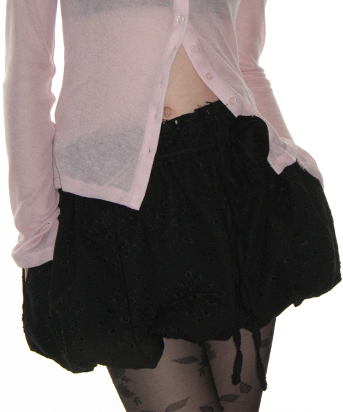 ローズパンチングバルーンスカート_ブラック（スカート）｜CRANK