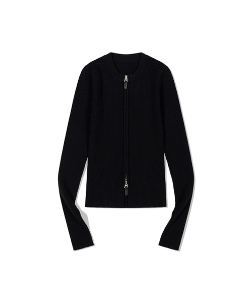 MOAA（モア）の「Dual Zip Ribbed knit Top (BLACK)（ニット/セーター・レディース・その他・MEDIUM/SMALL）」の2枚目の写真